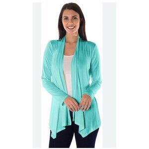 J. Jill Women's Sz XS Petite Teal Linen Blend Open Duster Cardigan Sweater Top